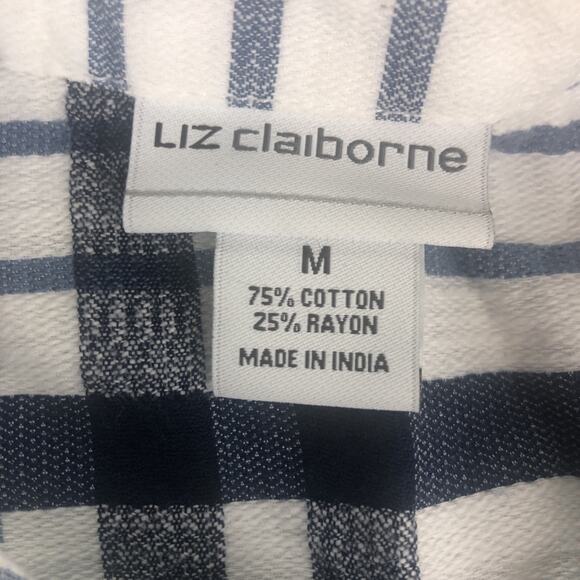 Liz Claiborne Women's Cabin Shirt 1/4 Button Blue Plaid Size Medium Long Sleeves - Picture 6 of 10